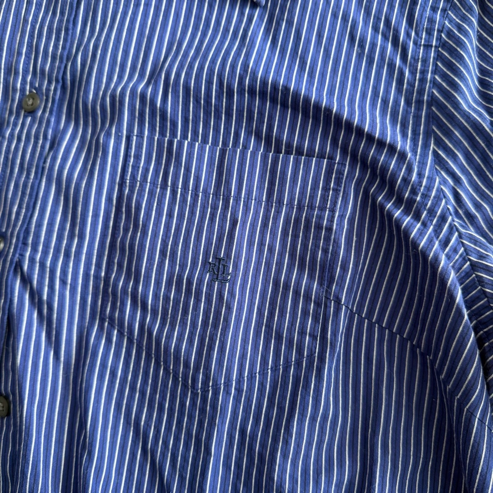 Lauren Ralph Lauren Men's Navy and White Striped Shirt - Picture 4 of 8